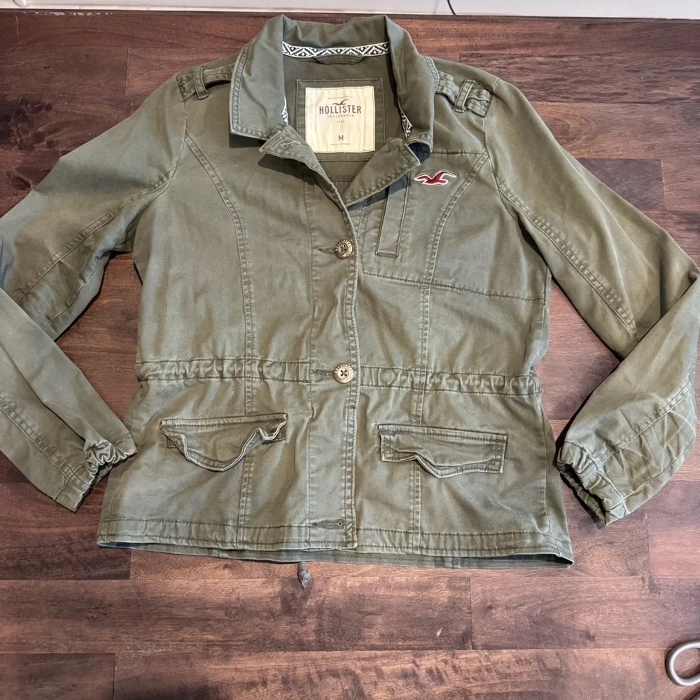 Hollister Women's Utility Jacket in Olive, Size‎ Medium Y2K